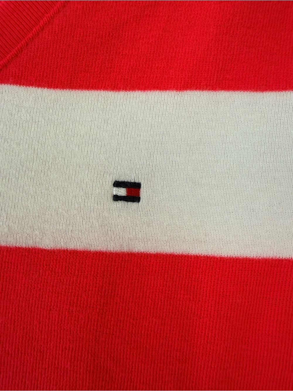 Tommy Hilfiger Red & White Striped V-Neck Tee - Picture 3 of 5